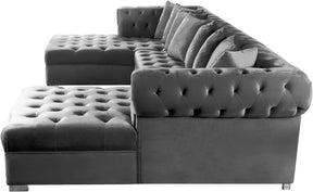 Meridian Furniture Presley Grey Velvet 3pc. Sectional