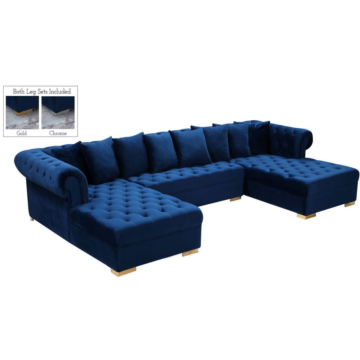 Meridian Furniture Presley Navy Velvet 3pc. SectionalMeridian Furniture - 3pc. Sectional - Minimal And Modern - 1