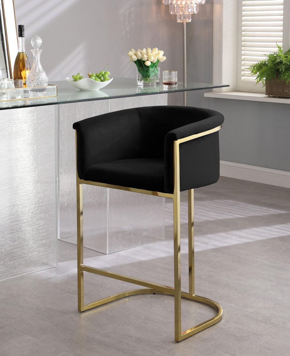 Meridian Furniture Donatella Black Velvet Stool ( Quantity of 1 Stool ) Minimum of 2 orders.