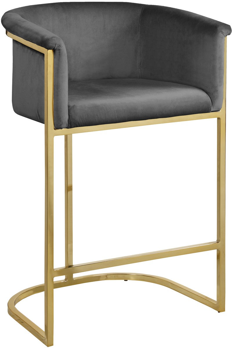 Meridian Furniture Donatella Grey Velvet Stool ( Quantity of 1 Stool ) Minimum of 2 orders.