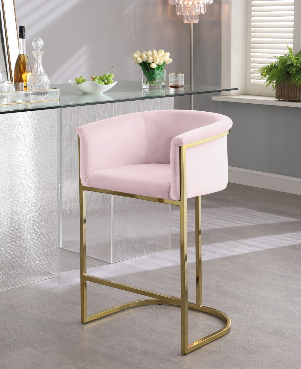 Meridian Furniture Donatella Pink Velvet Stool ( Quantity of 1 Stool ) Minimum of 2 orders.