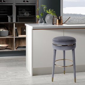 Meridian Furniture Coral Grey Velvet Counter Stool