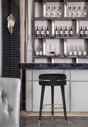 Meridian Furniture Coral Black Velvet Bar Stool