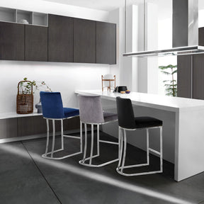 Meridian Furniture Heidi Navy Velvet Stool-Minimal & Modern