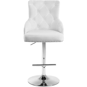 Meridian Furniture Claude White Velvet Adjustable Stool-Minimal & Modern