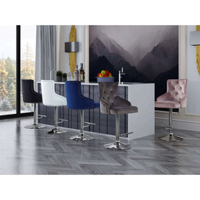 Meridian Furniture Claude White Velvet Adjustable Stool-Minimal & Modern