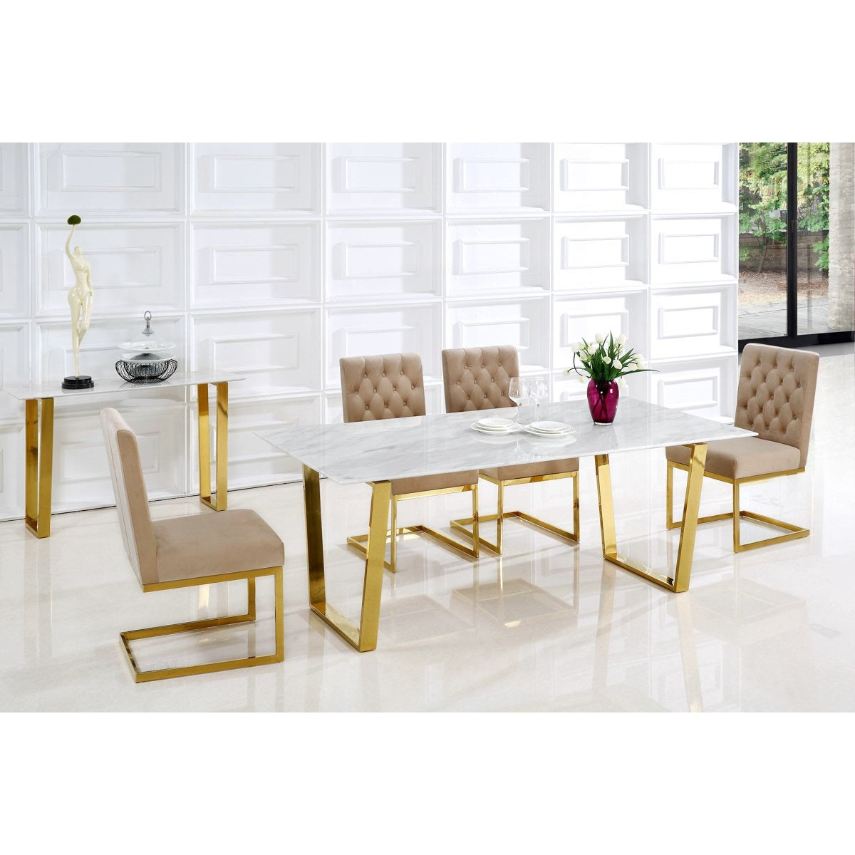 Meridian Furniture Cameron Gold Dining Table-Minimal & Modern