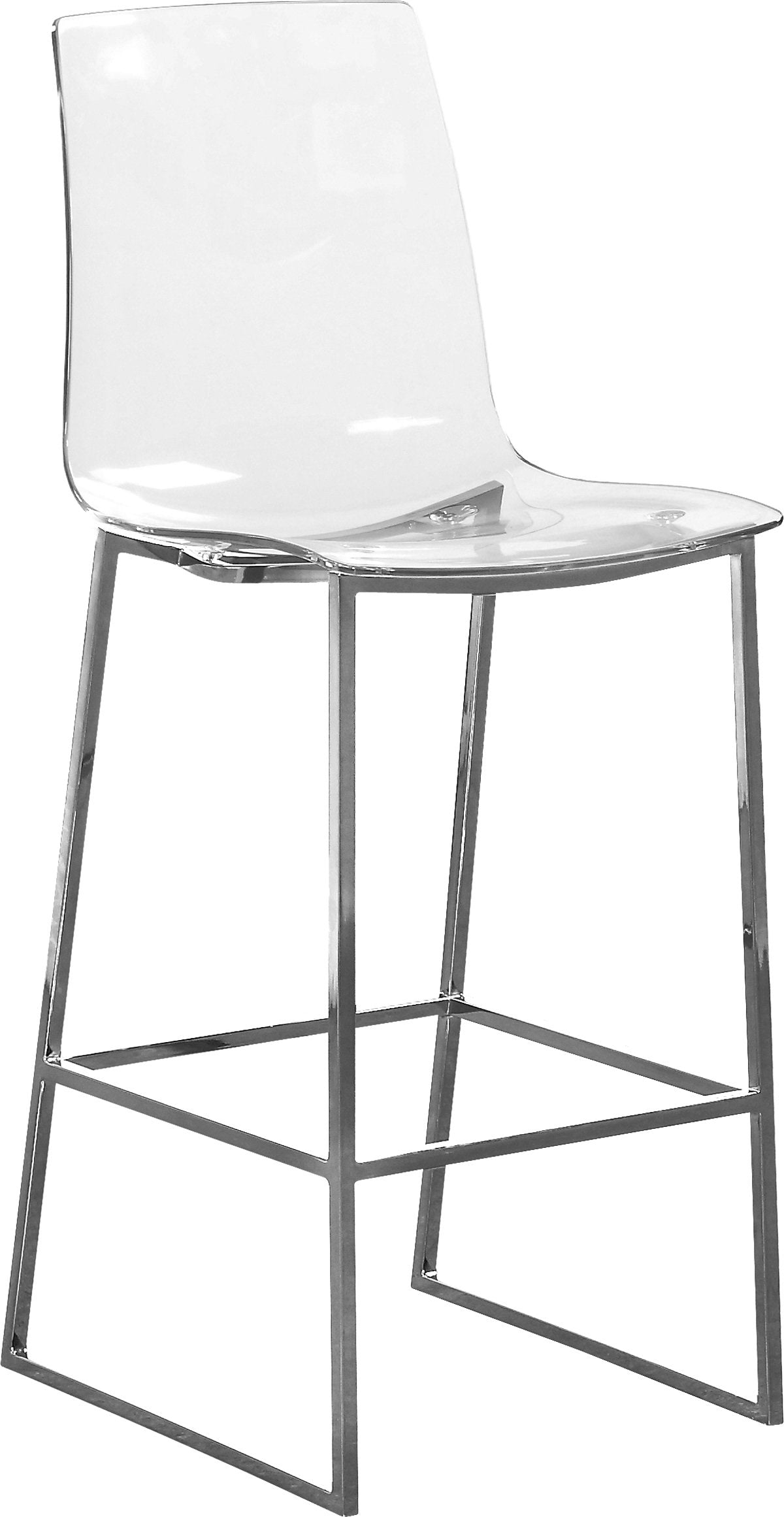 Meridian Furniture Lumen Chrome Metal/Lucite Polycarbonate Stool ( Quantity of 1 Stool )