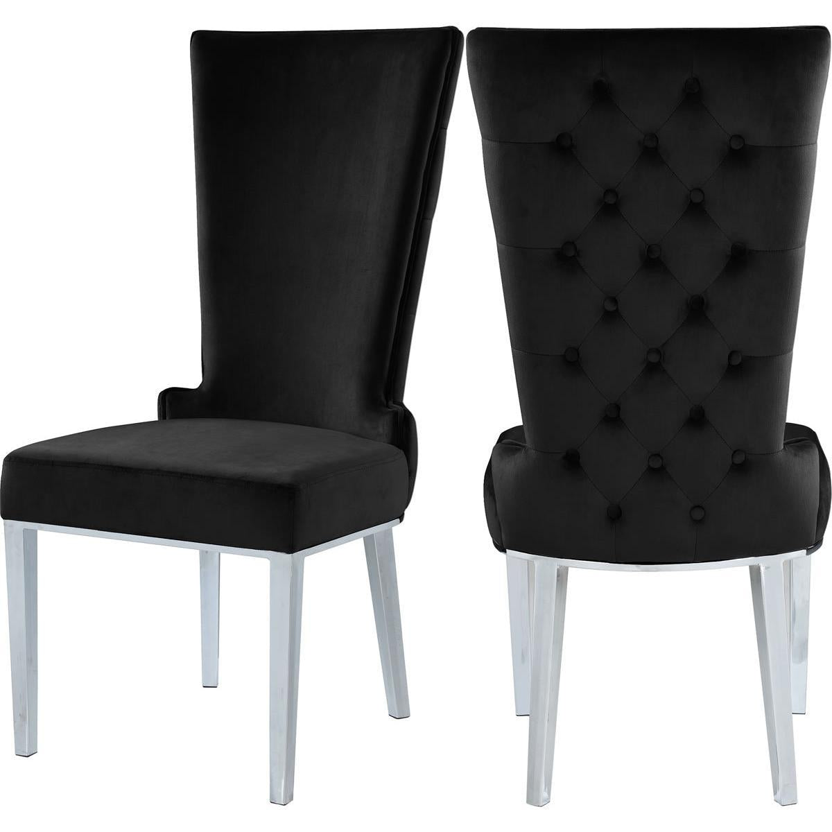 Meridian Furniture Serafina Black Velvet Dining ChairMeridian Furniture - Dining Chair - Minimal And Modern - 1