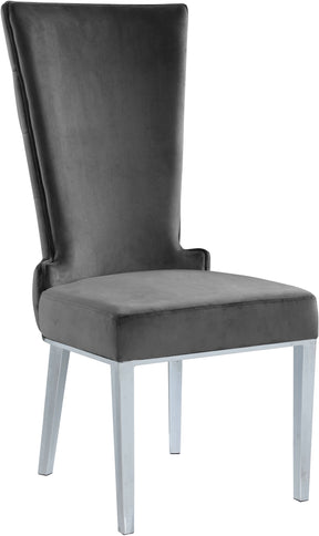 Meridian Furniture Serafina Grey Velvet Dining Chair - Set of 2