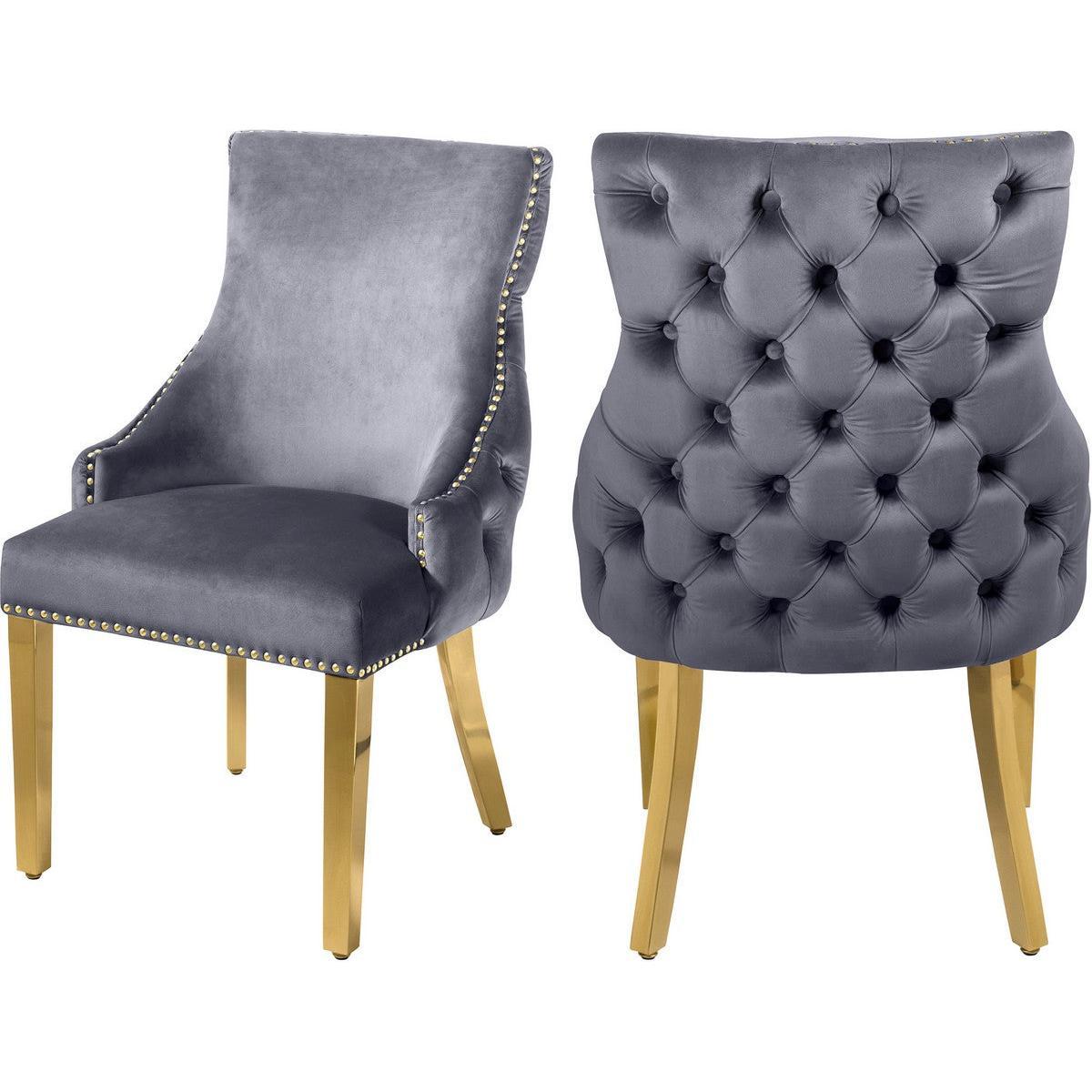 Meridian Furniture Tuft Grey Velvet Dining ChairMeridian Furniture - Dining Chair - Minimal And Modern - 1