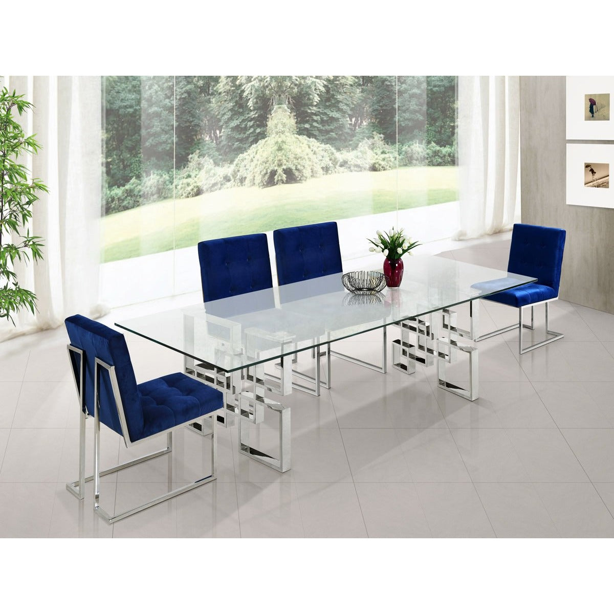 Meridian Furniture Alexis Chrome Dining Table-Minimal & Modern