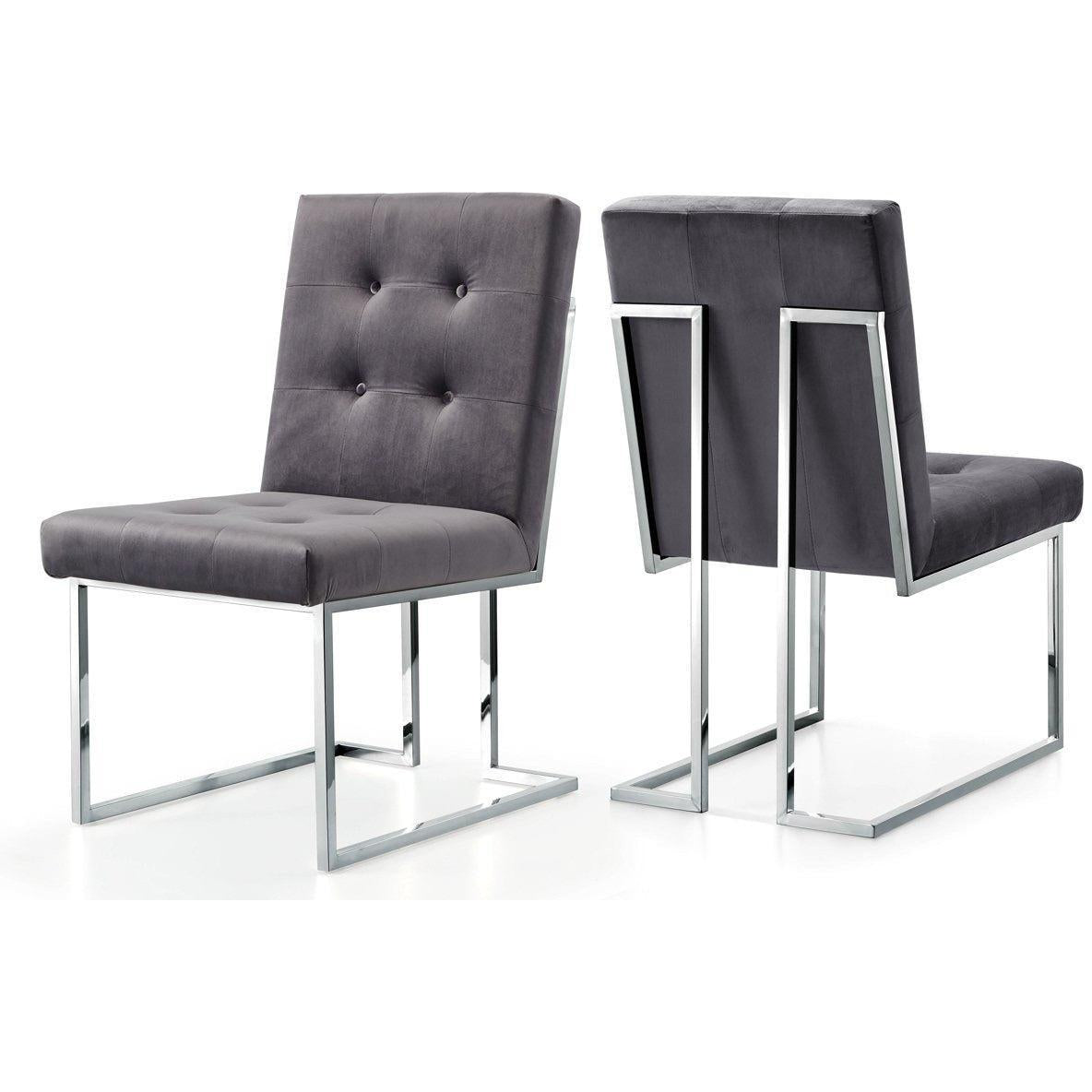 Meridian Furniture Alexis Grey Velvet Dining ChairMeridian Furniture - Dining Chair - Minimal And Modern - 1