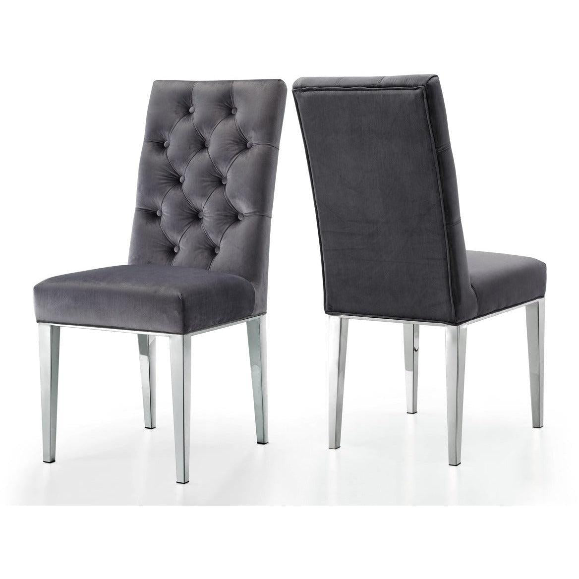 Meridian Furniture Juno Grey Velvet Dining ChairMeridian Furniture - Dining Chair - Minimal And Modern - 1