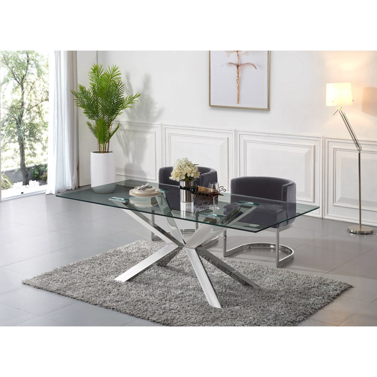 Meridian Furniture Gianna Grey Velvet Dining Chair-Minimal & Modern