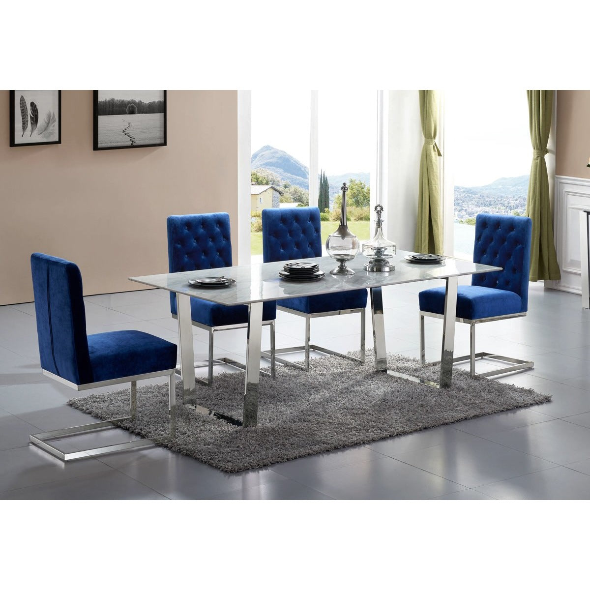 Meridian Furniture Carlton Chrome Dining Table-Minimal & Modern