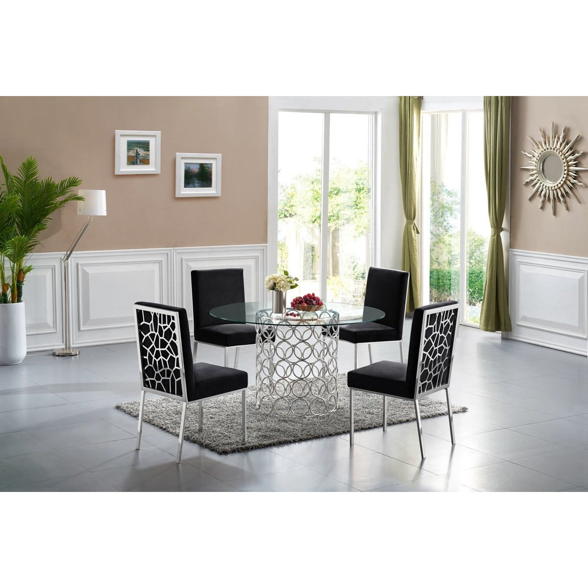 Meridian Furniture Opal Chrome Dining Table-Minimal & Modern