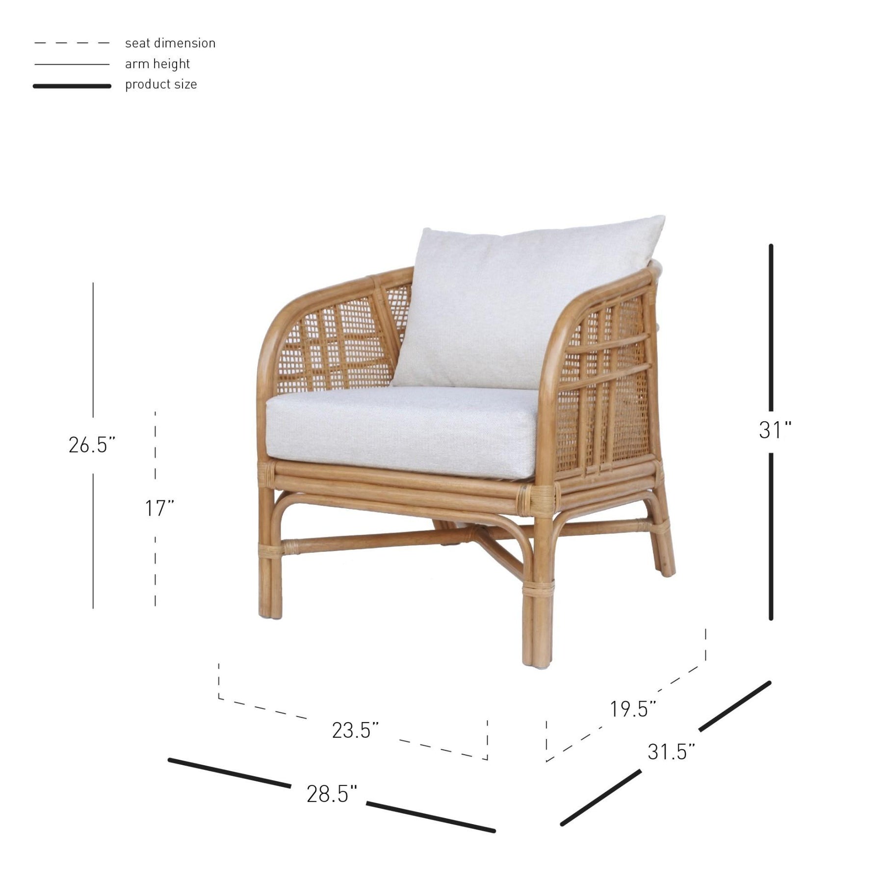 Ferrara Rattan Accent Arm Chair by New Pacific Direct - 7400053