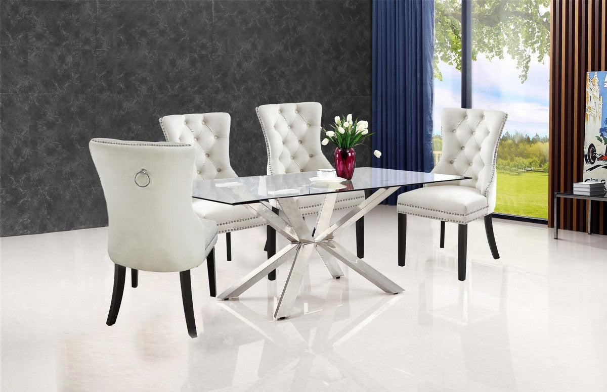 Meridian Furniture Nikki Cream Velvet Dining Chair - Set of 2