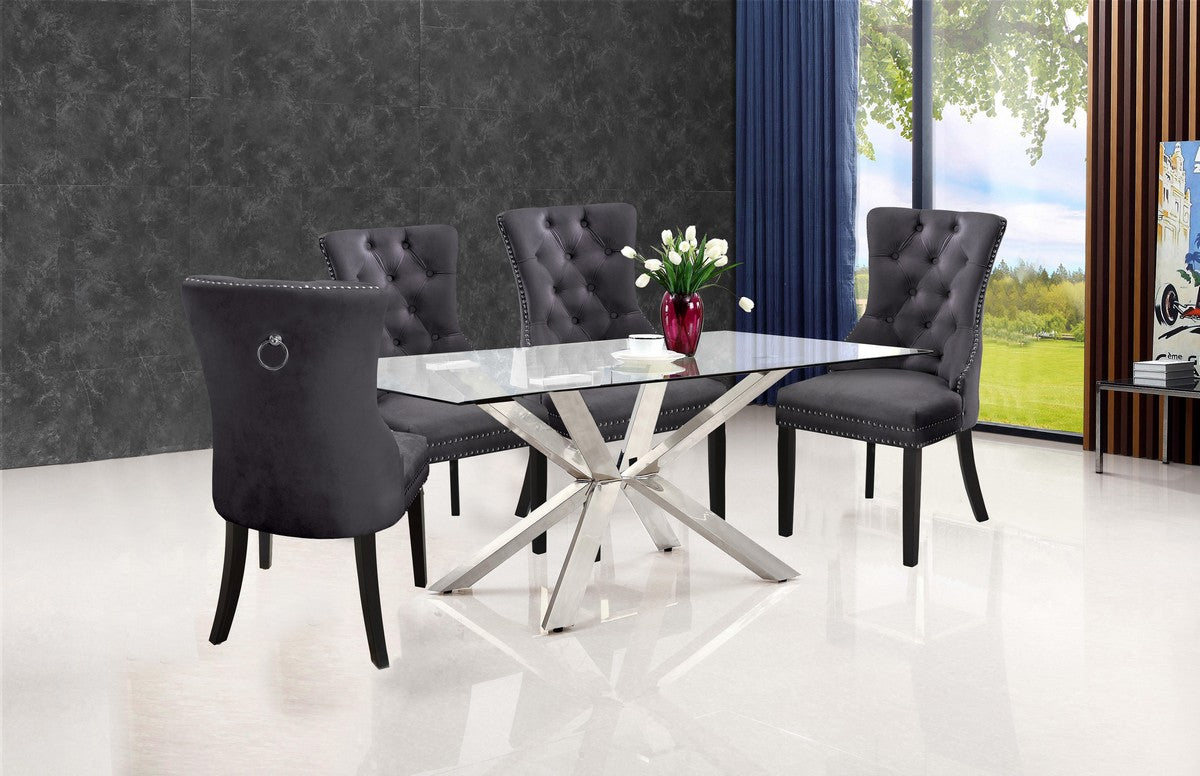 Meridian Furniture Nikki Grey Velvet Dining Chair - Set of 2