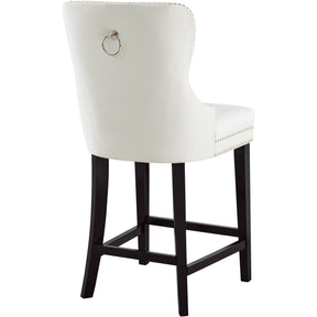 Meridian Furniture Nikki Cream Velvet Stool-Minimal & Modern
