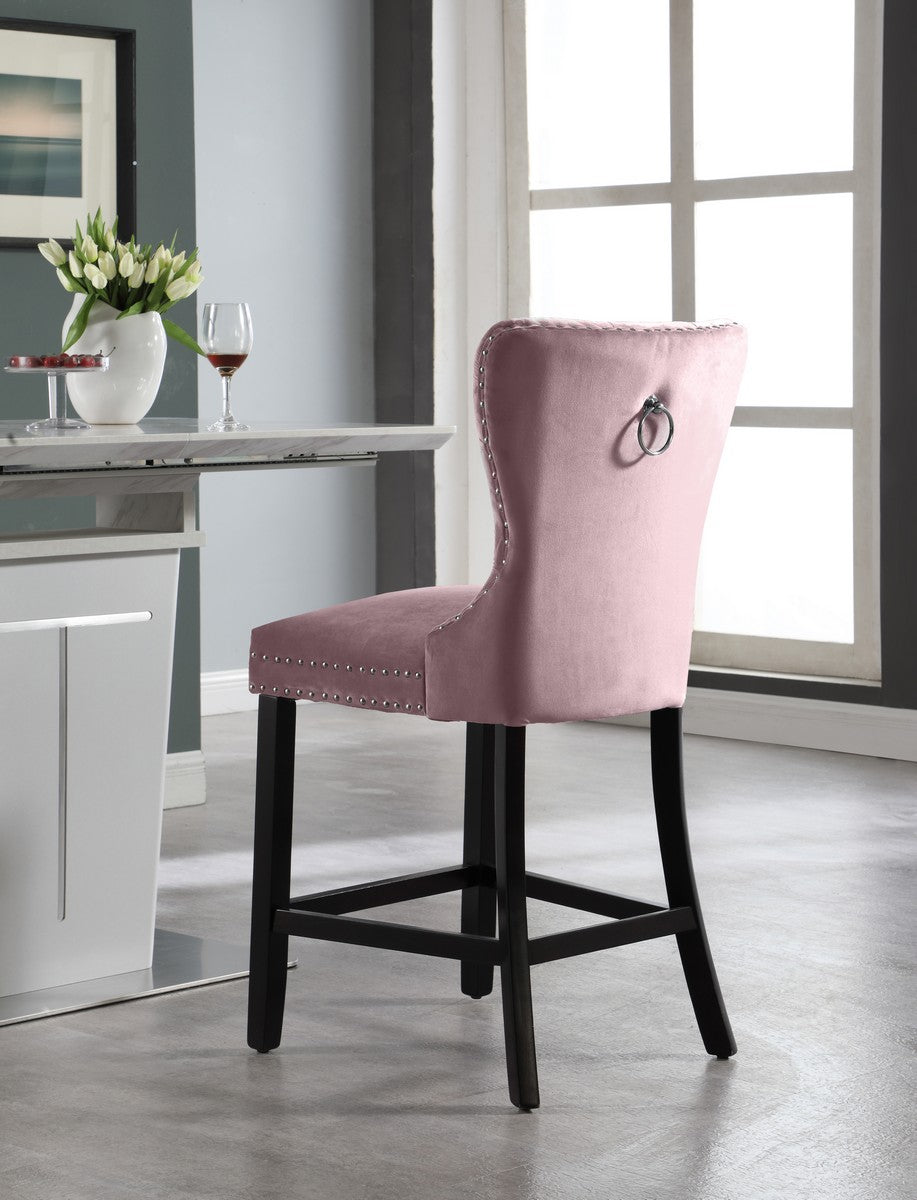 Meridian Furniture Nikki Pink Velvet Stool - Set of 2