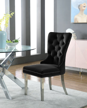 Meridian Furniture Carmen Black Velvet Dining Chair - Set of 2