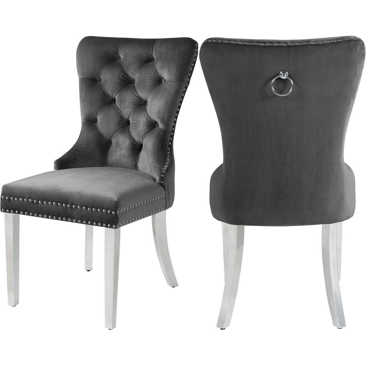 Meridian Furniture Carmen Grey Velvet Dining ChairMeridian Furniture - Dining Chair - Minimal And Modern - 1