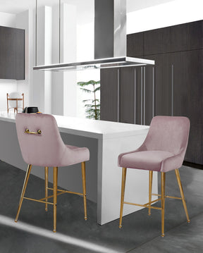Meridian Furniture Owen Pink Velvet Stool - Set of 2