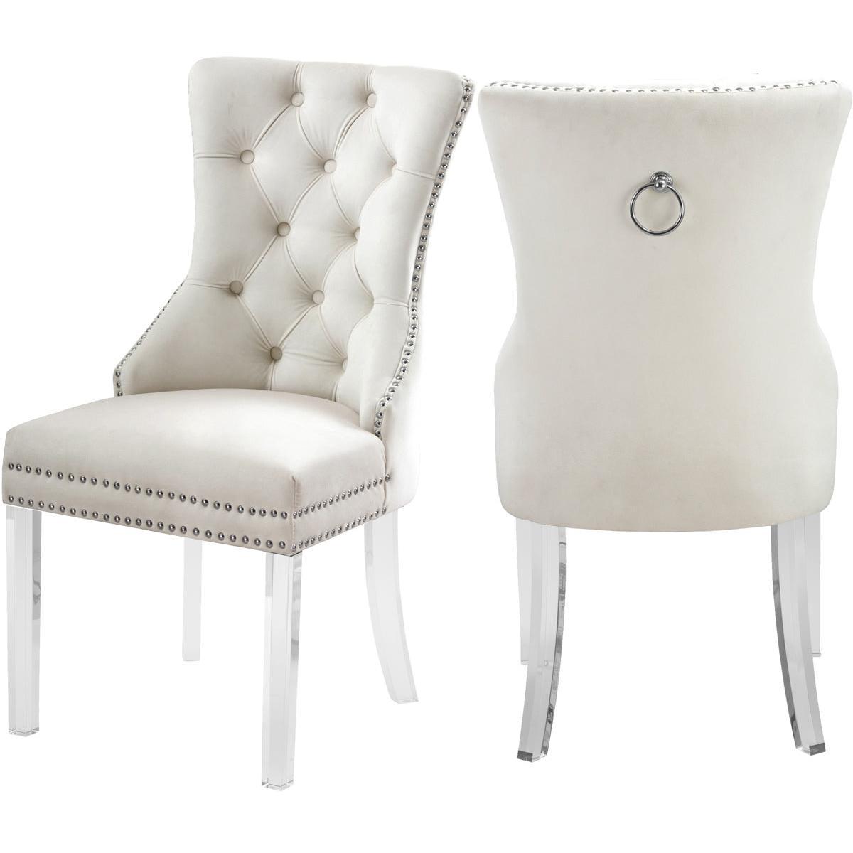 Meridian Furniture Miley Cream Velvet Dining ChairMeridian Furniture - Dining Chair - Minimal And Modern - 1