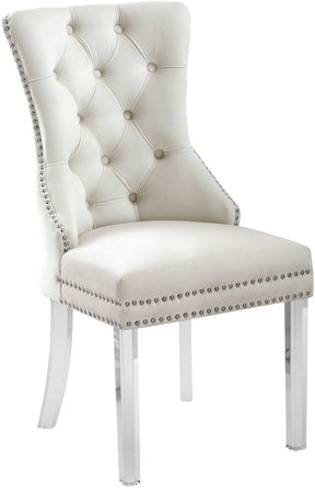 Meridian Furniture Miley Cream Velvet Dining Chair - Set of 2