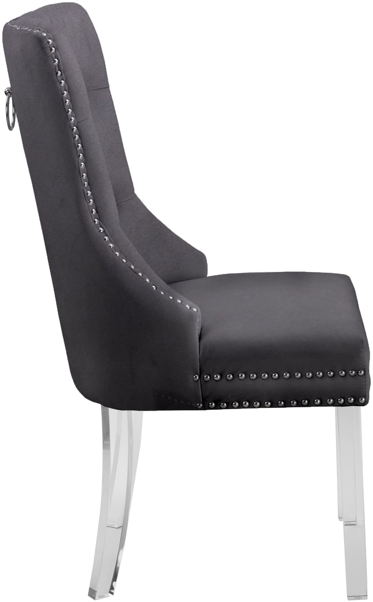 Meridian Furniture Miley Grey Velvet Dining Chair - Set of 2