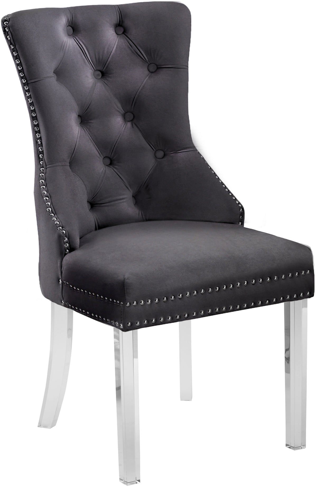 Meridian Furniture Miley Grey Velvet Dining Chair - Set of 2