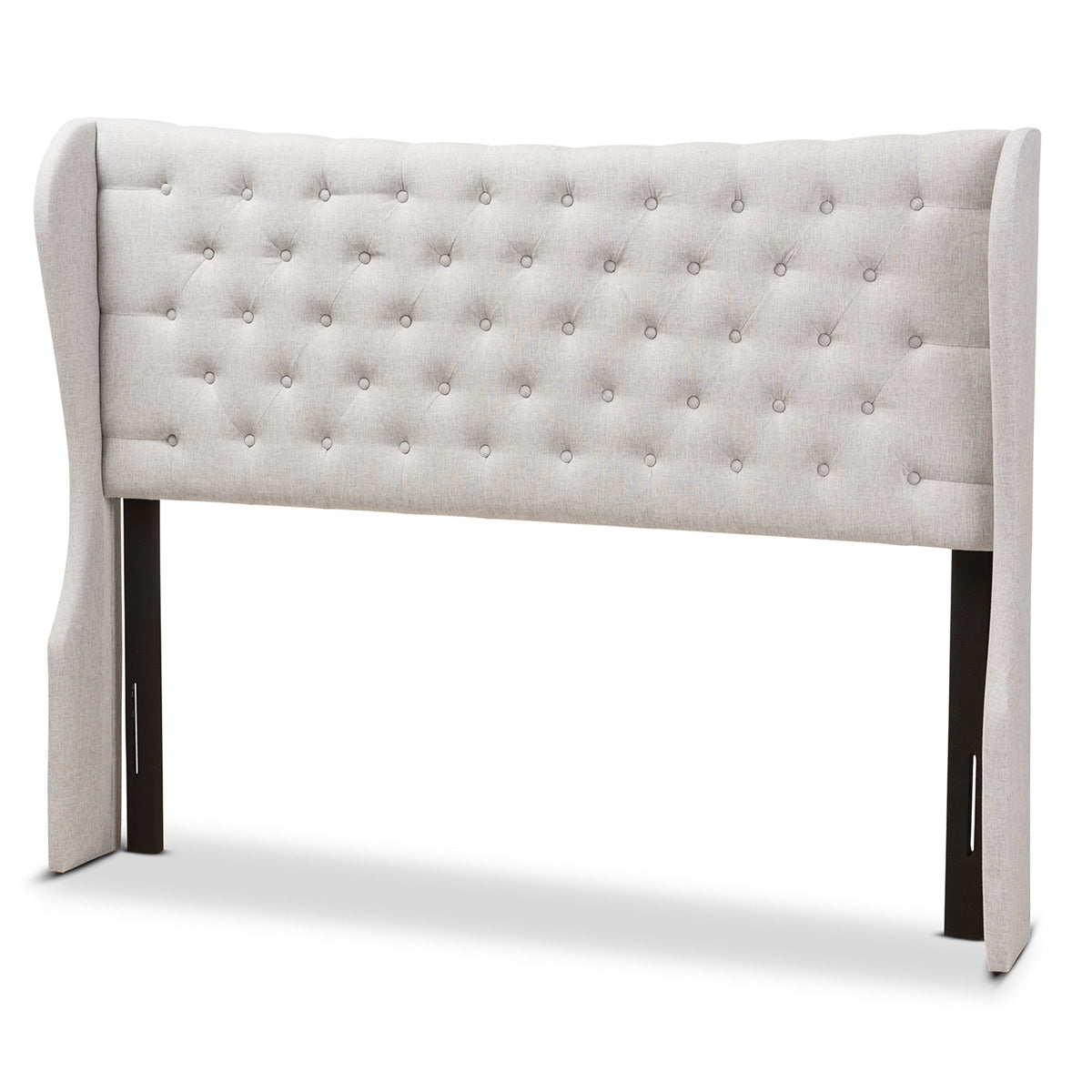 Baxton Studio Cadence Modern and Contemporary Greyish Beige Fabric Button-Tufted Queen Size Winged Headboard Baxton Studio-Headboards-Minimal And Modern - 1