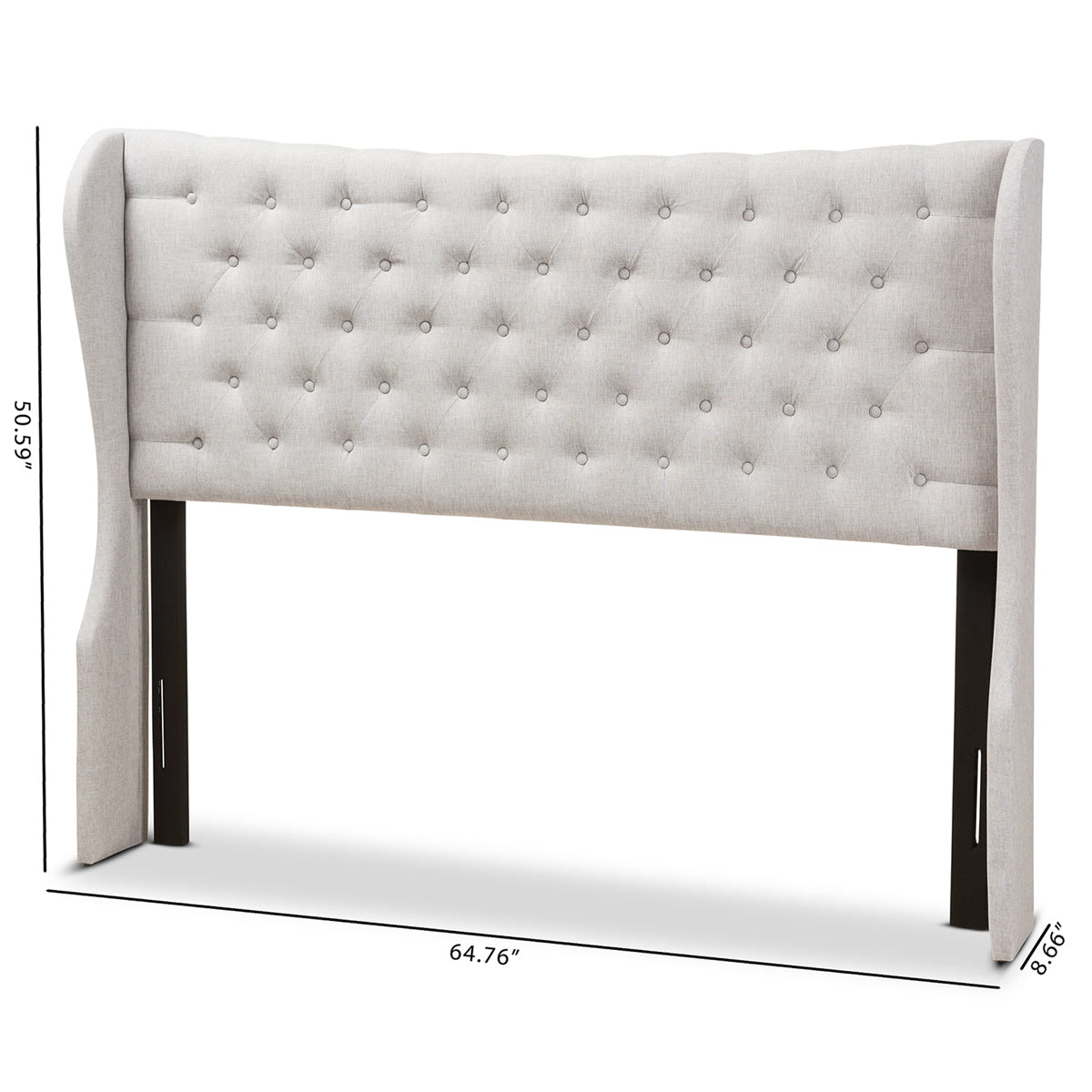 Baxton Studio Cadence Modern and Contemporary Greyish Beige Fabric Button-Tufted Queen Size Winged Headboard Baxton Studio-Headboards-Minimal And Modern - 6