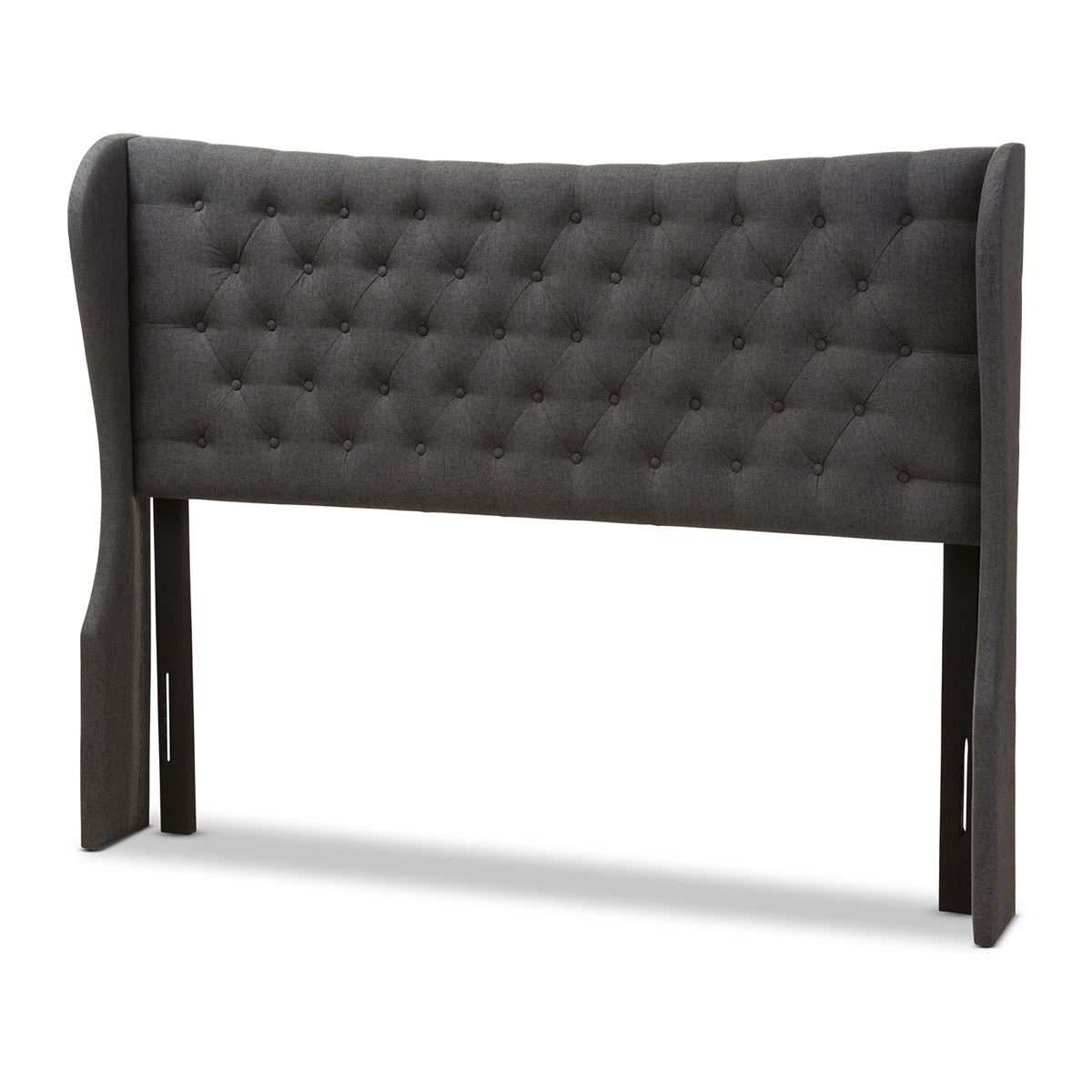 Baxton Studio Cadence Modern and Contemporary Dark Grey Fabric Button-Tufted King Size Winged Headboard Baxton Studio-Headboards-Minimal And Modern - 1