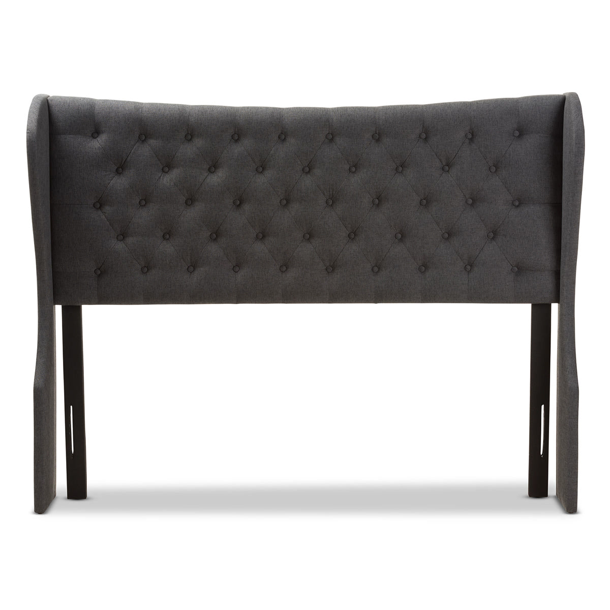Baxton Studio Cadence Modern and Contemporary Dark Grey Fabric Button-Tufted King Size Winged Headboard Baxton Studio-Headboards-Minimal And Modern - 2