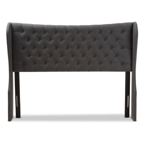 Baxton Studio Cadence Modern and Contemporary Dark Grey Fabric Button-Tufted Queen Size Winged Headboard Baxton Studio-Headboards-Minimal And Modern - 2