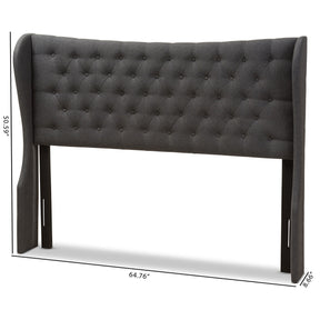 Baxton Studio Cadence Modern and Contemporary Dark Grey Fabric Button-Tufted Full Size Winged Headboard Baxton Studio-Headboards-Minimal And Modern - 6