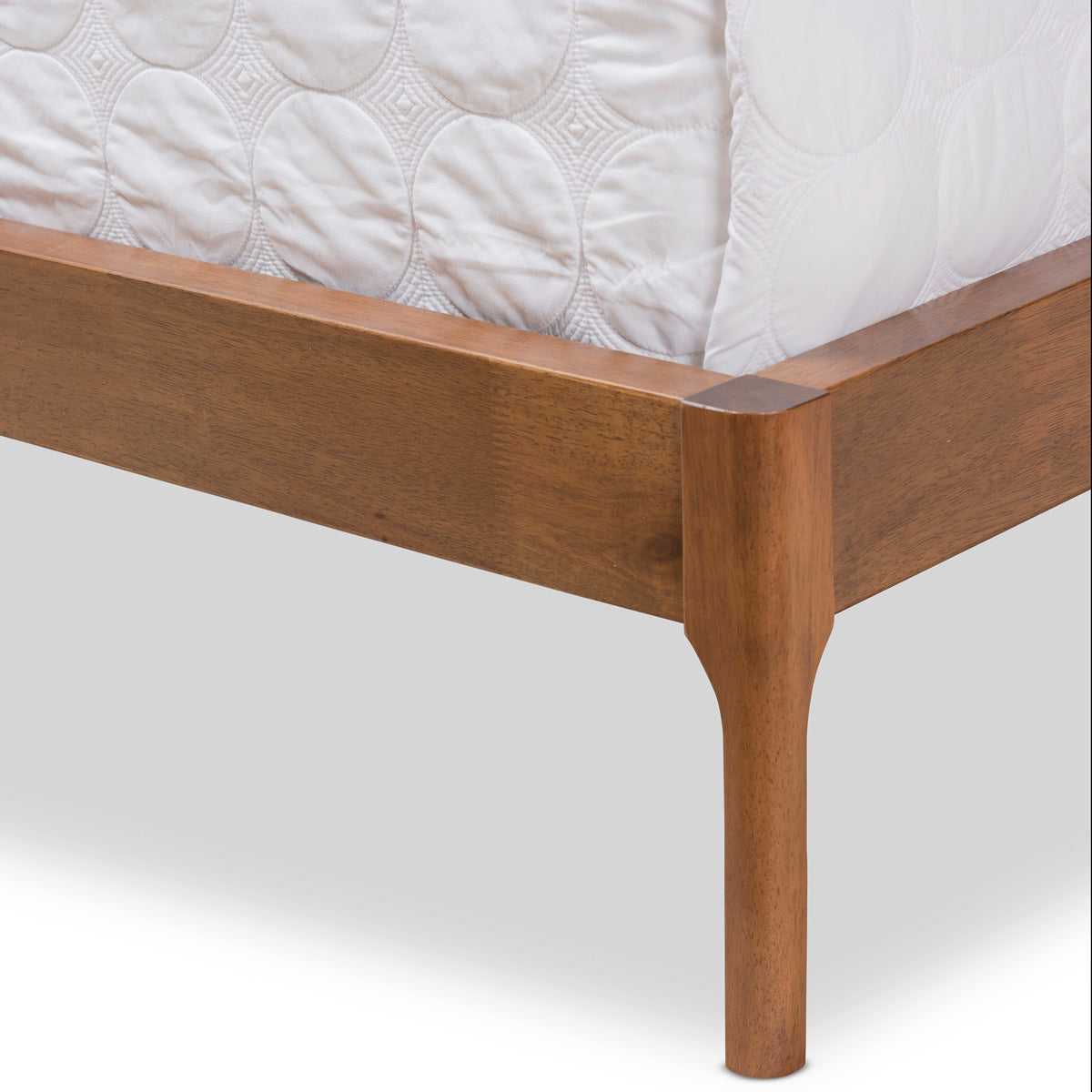Baxton Studio Brooklyn Mid-Century Modern Walnut Wood Beige Fabric Full Size Platform Bed Baxton Studio-Full Bed-Minimal And Modern - 8