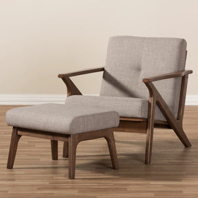 Baxton Studio Bianca Mid-Century Modern Walnut Wood Light Grey Fabric Tufted Lounge Chair And Ottoman Set Baxton Studio--Minimal And Modern - 8