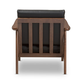 Baxton Studio Venza Mid-Century Modern Walnut Wood Black Faux Leather Lounge Chair Baxton Studio-chairs-Minimal And Modern - 5
