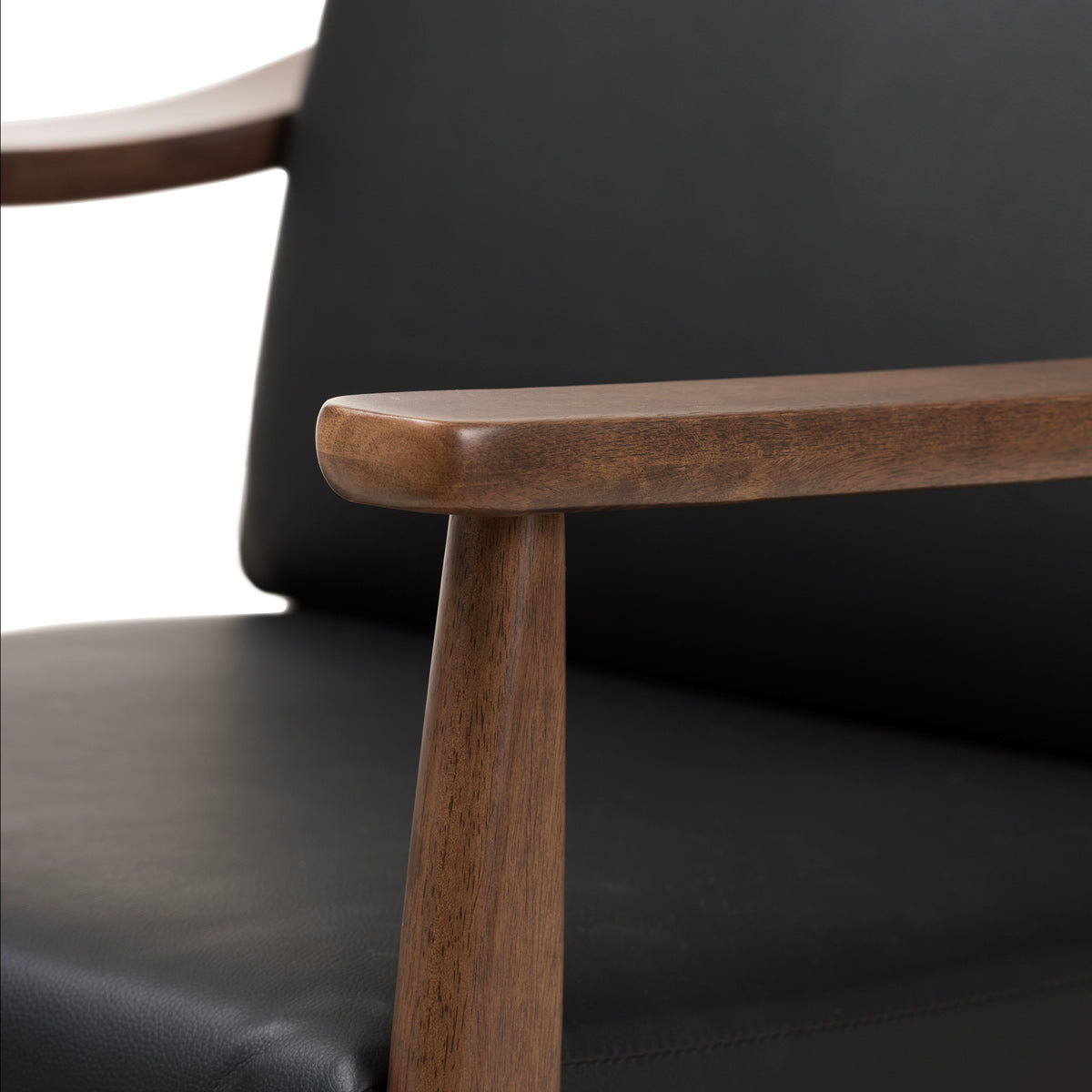 Baxton Studio Venza Mid-Century Modern Walnut Wood Black Faux Leather Lounge Chair Baxton Studio-chairs-Minimal And Modern - 6