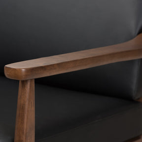 Baxton Studio Venza Mid-Century Modern Walnut Wood Black Faux Leather 3-Seater Sofa Baxton Studio-sofas-Minimal And Modern - 6