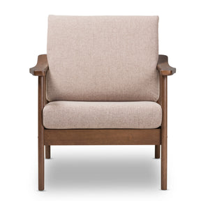 Baxton Studio Venza Mid-Century Modern Walnut Wood Light Brown Fabric Upholstered Lounge Chair Baxton Studio-chairs-Minimal And Modern - 3
