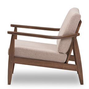 Baxton Studio Venza Mid-Century Modern Walnut Wood Light Brown Fabric Upholstered Lounge Chair Baxton Studio-chairs-Minimal And Modern - 4