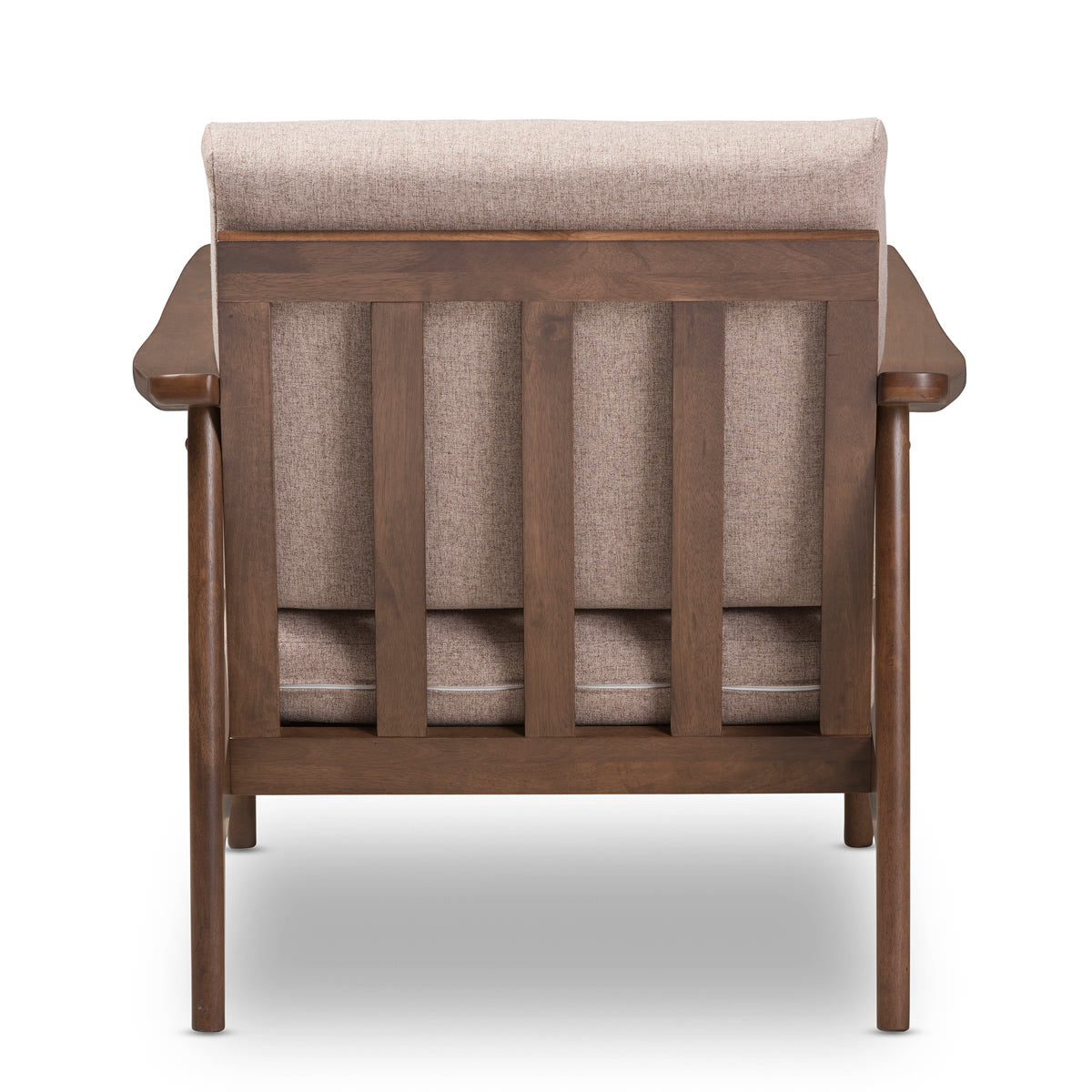 Baxton Studio Venza Mid-Century Modern Walnut Wood Light Brown Fabric Upholstered Lounge Chair Baxton Studio-chairs-Minimal And Modern - 5