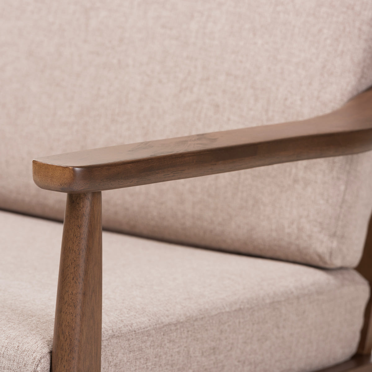 Baxton Studio Venza Mid-Century Modern Walnut Wood Light Brown Fabric Upholstered Lounge Chair Baxton Studio-chairs-Minimal And Modern - 6