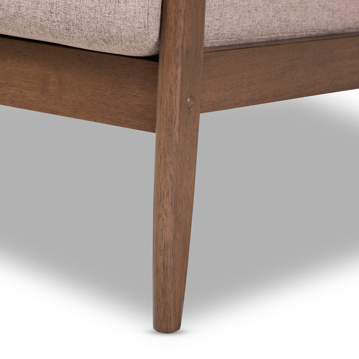 Baxton Studio Venza Mid-Century Modern Walnut Wood Light Brown Fabric Upholstered Lounge Chair Baxton Studio-chairs-Minimal And Modern - 7