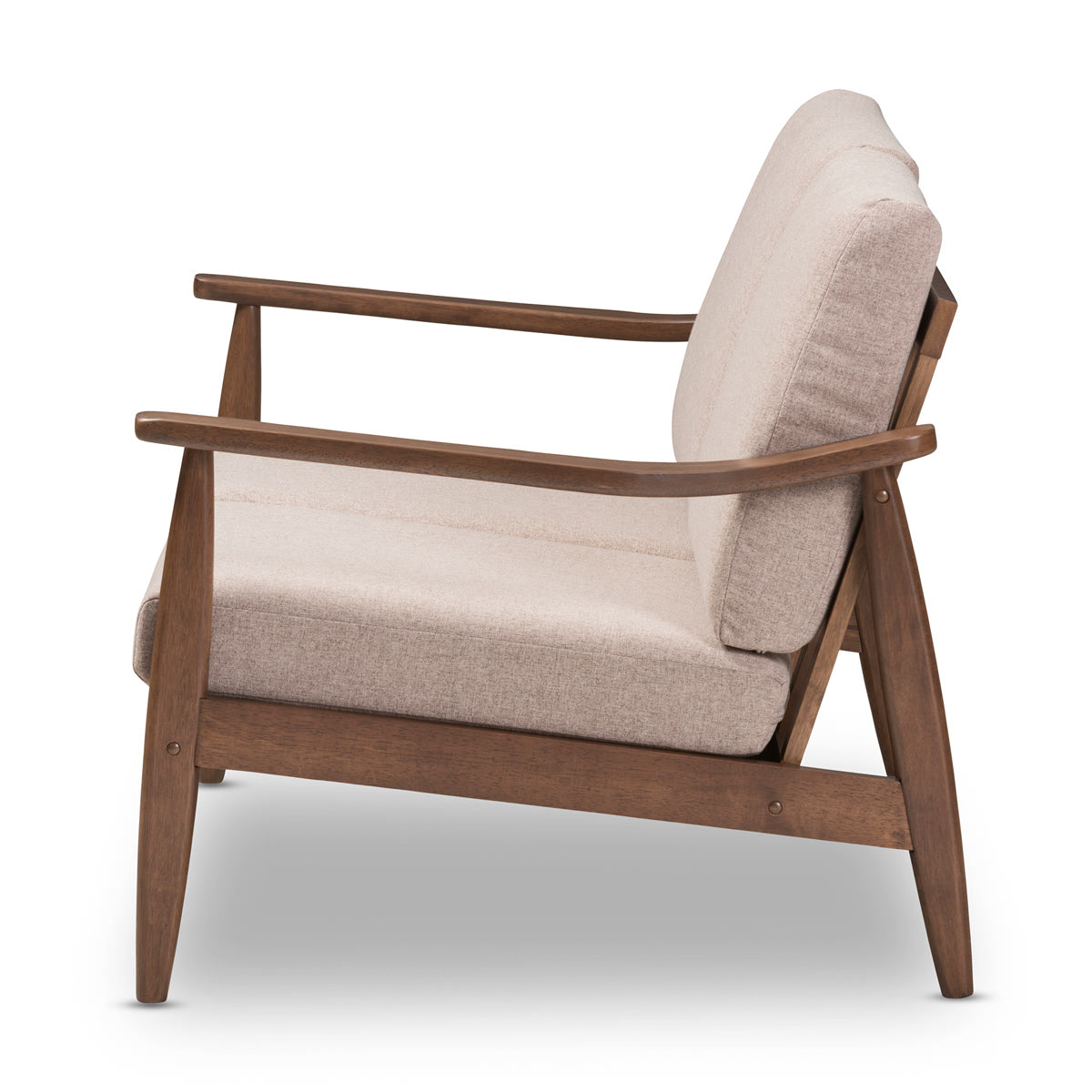 Baxton Studio Venza Mid-Century Modern Walnut Wood Light Brown Fabric Upholstered 2-Seater Loveseat Baxton Studio-sofas-Minimal And Modern - 4